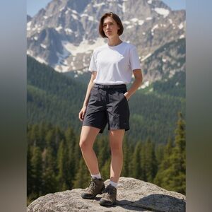 Women’ EMS Hiking Black Shorts with Belt- Size 8